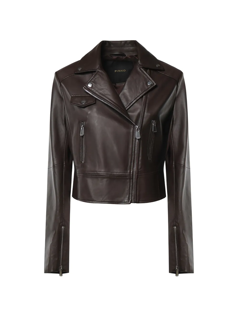 PINKO Biker-style leather jacket - Braun