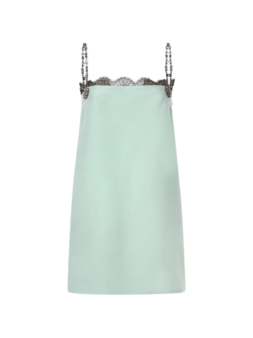 Valentino Garavani lace-trim crystal-embellished mini dress - Verde