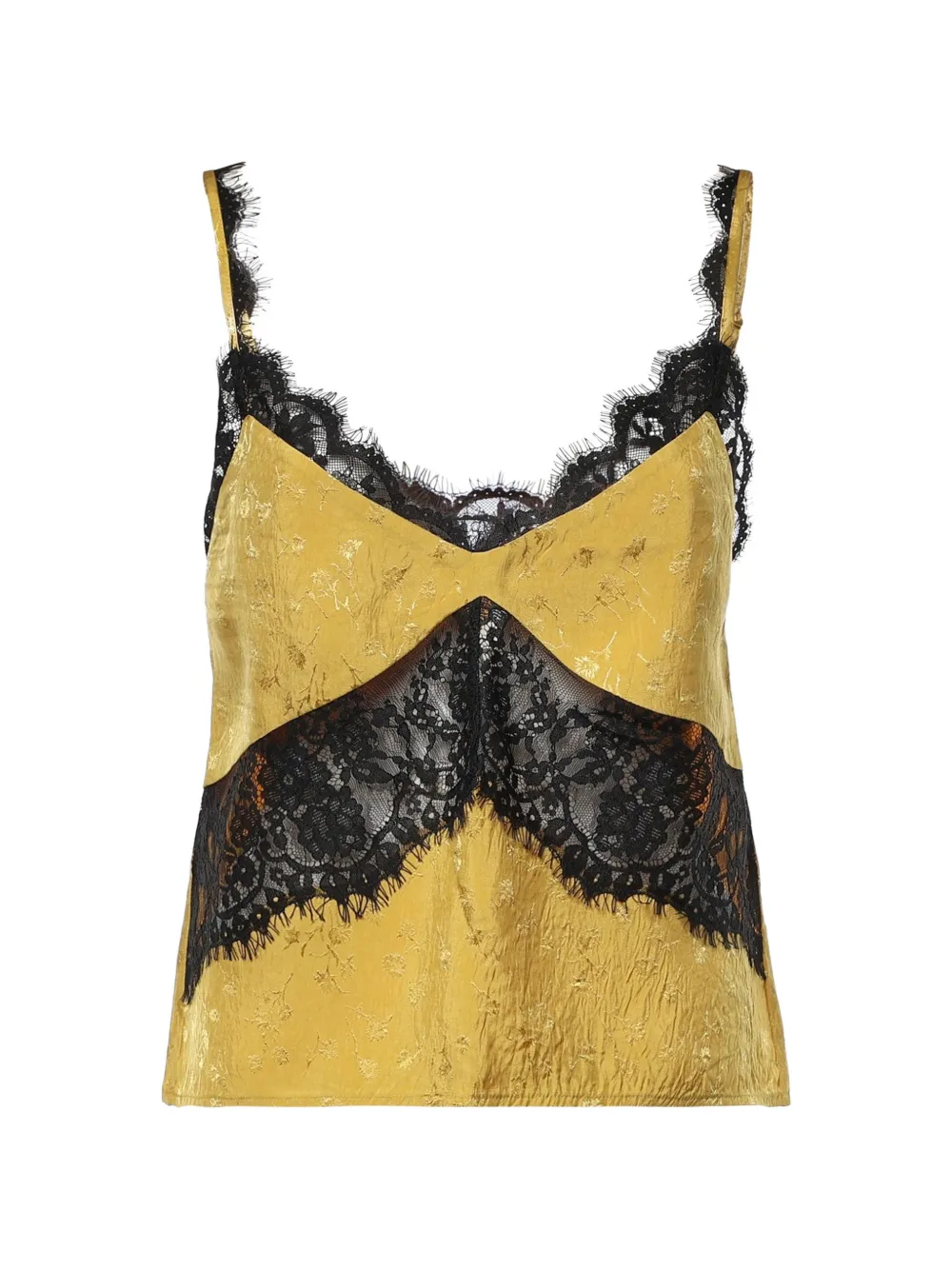 PINKO lace-trim floral-jacquard top - Giallo