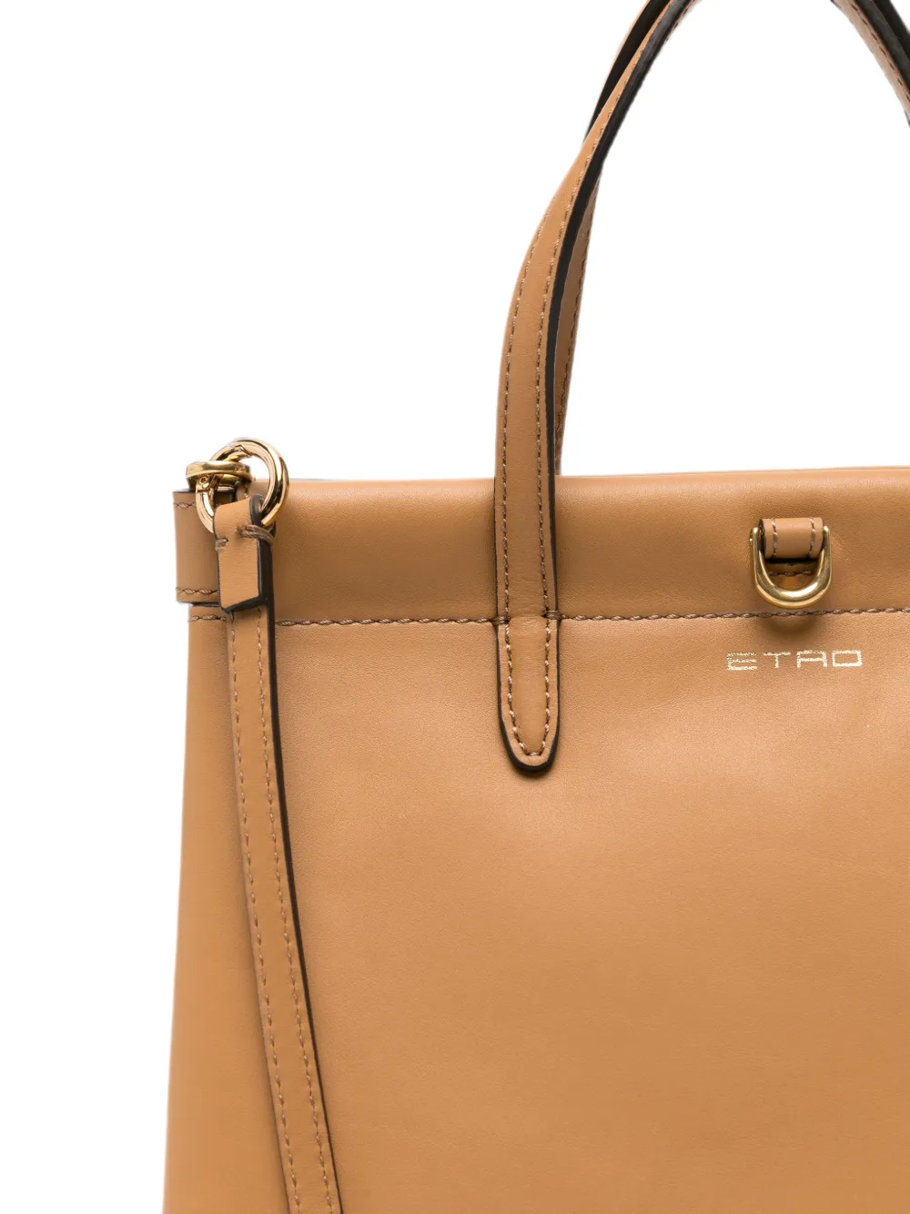 ETRO Leren shopper met logodetail Beige