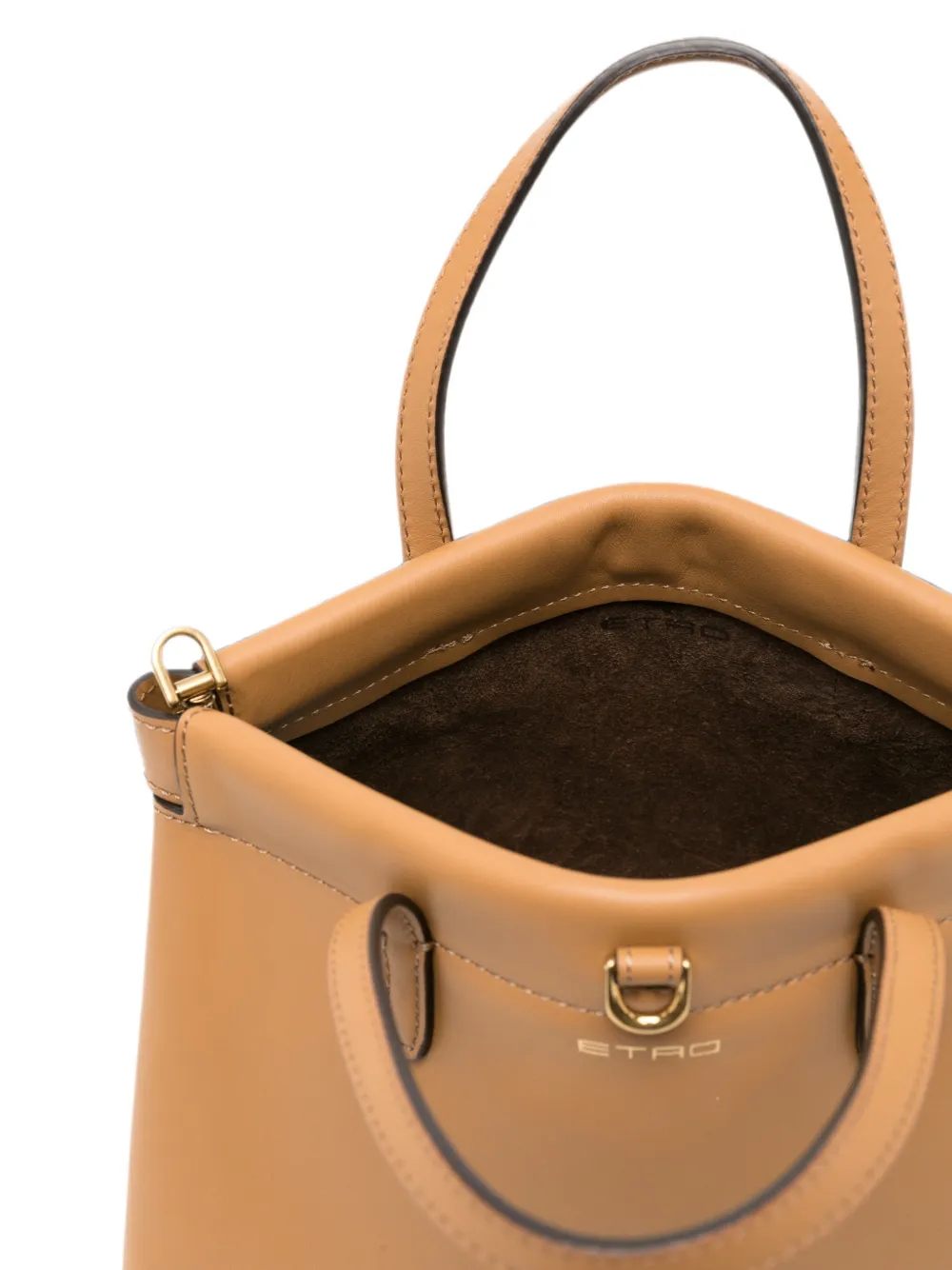 ETRO Leren shopper met logodetail Beige
