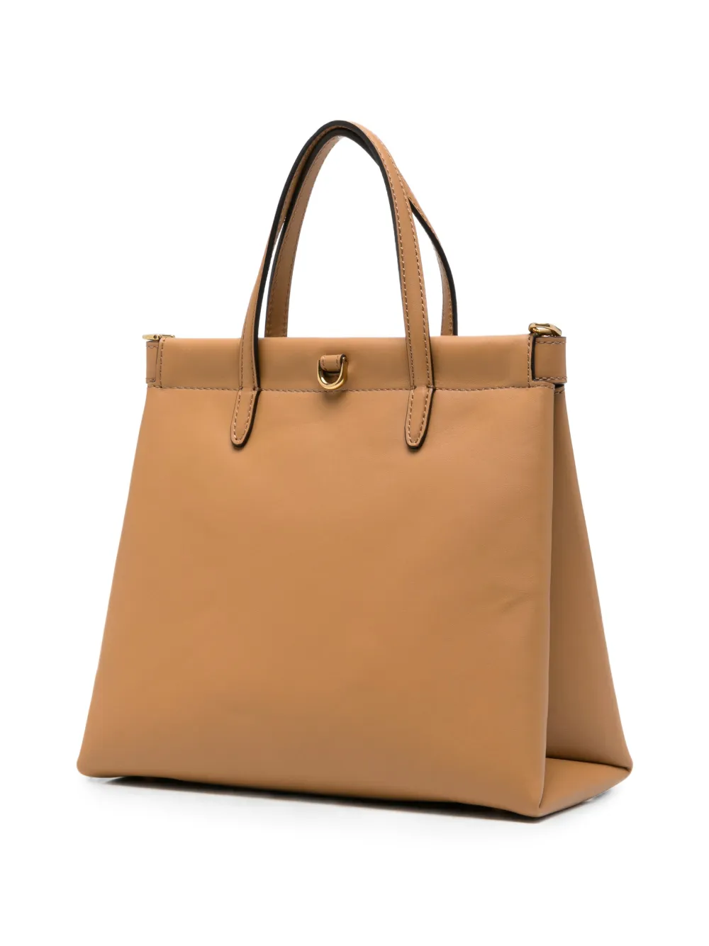 ETRO Leren shopper met logodetail Beige