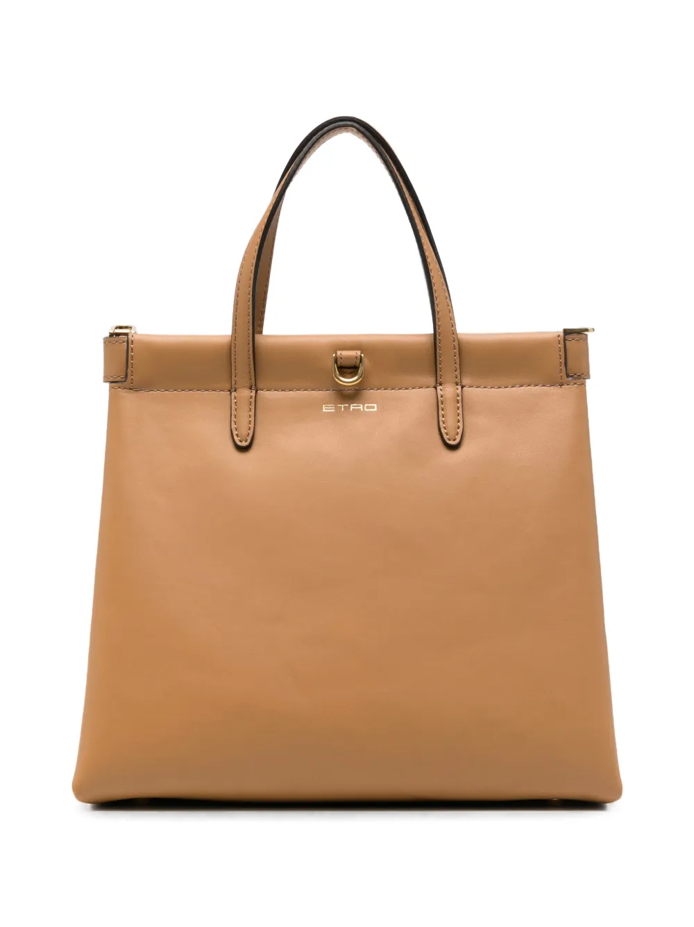 Etro Logo-detail Leather Tote Bag In Brown