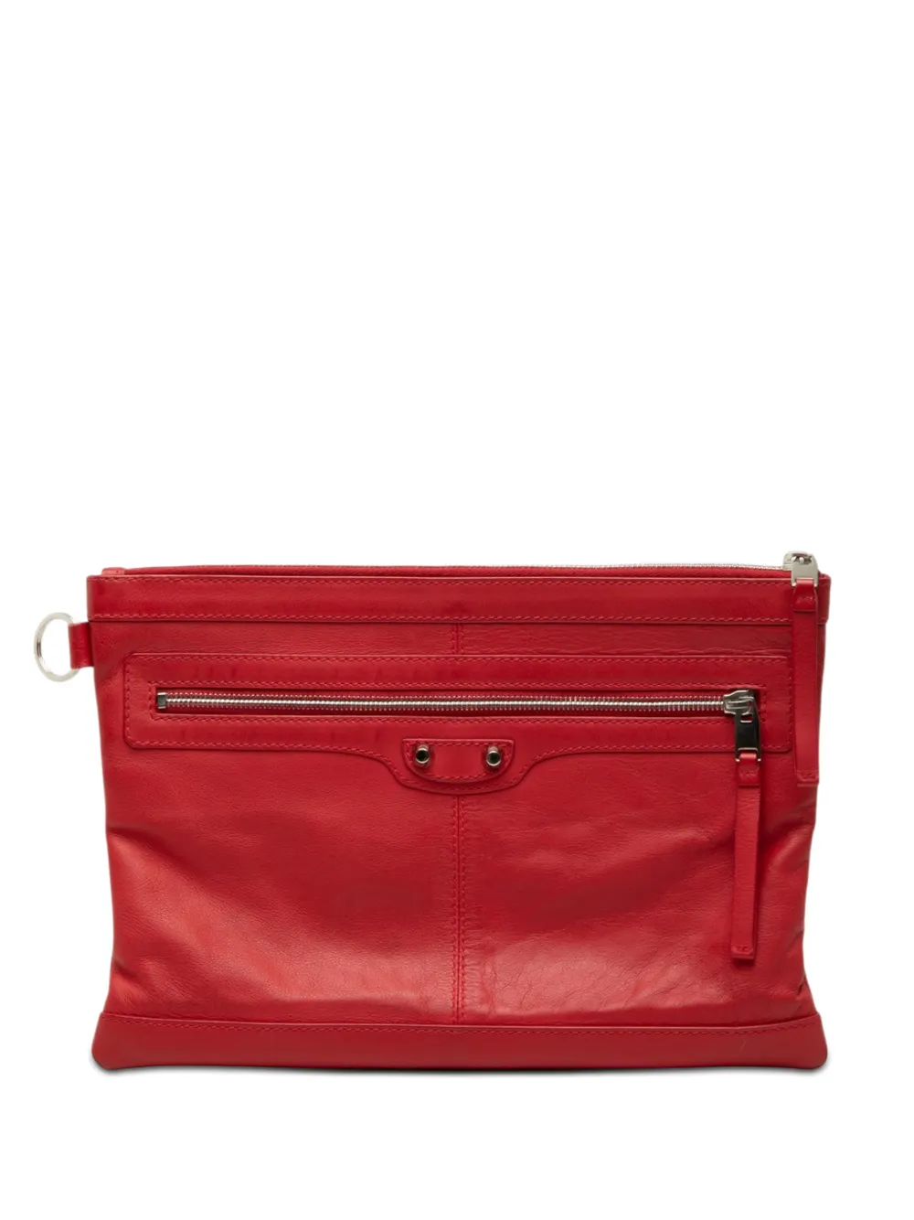 Balenciaga Pre-Owned 2016 Lambskin Motocross Classic Clip M clutch bag - Rosso