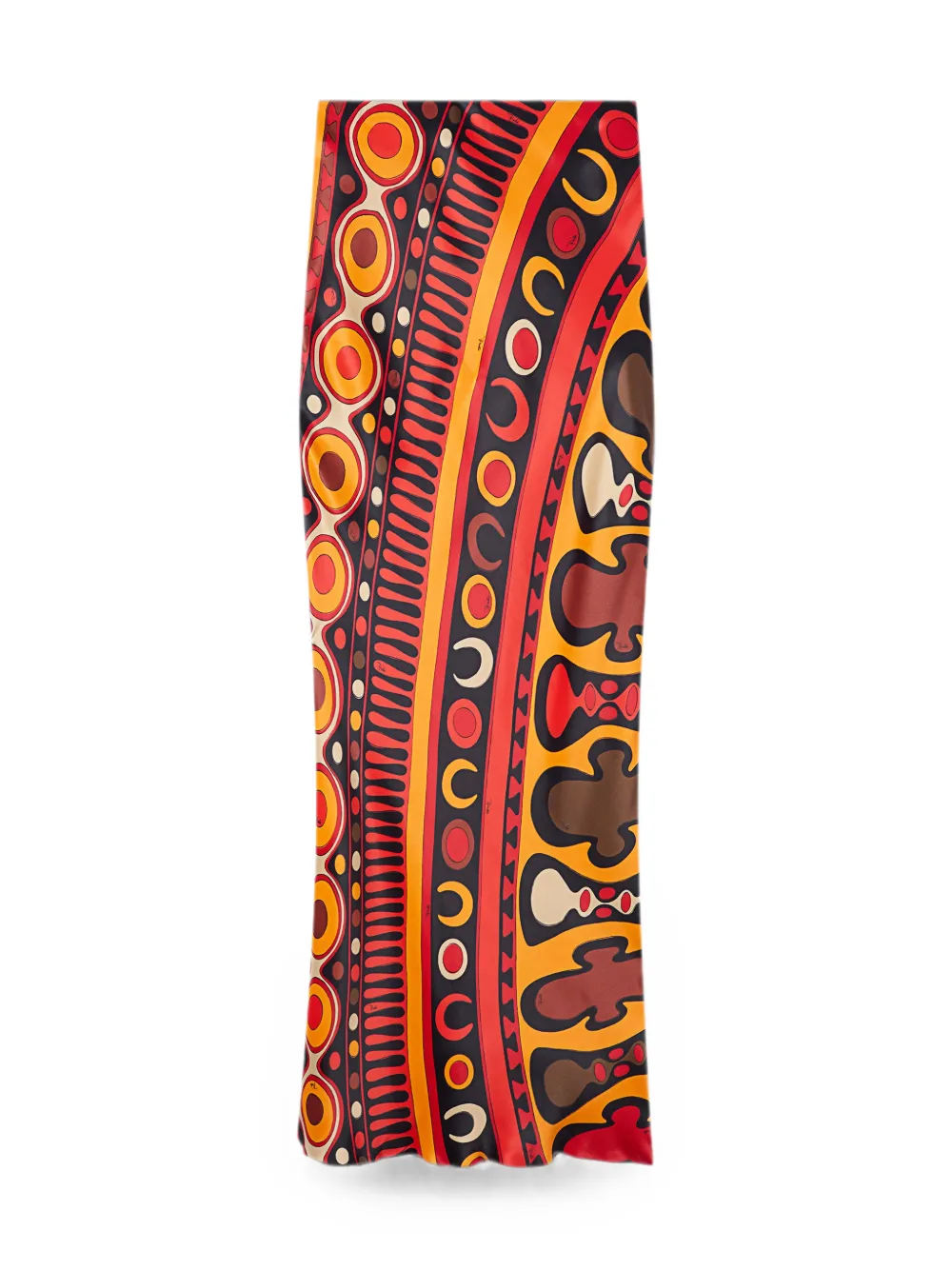 PUCCI Soleil-print orange satin skirt