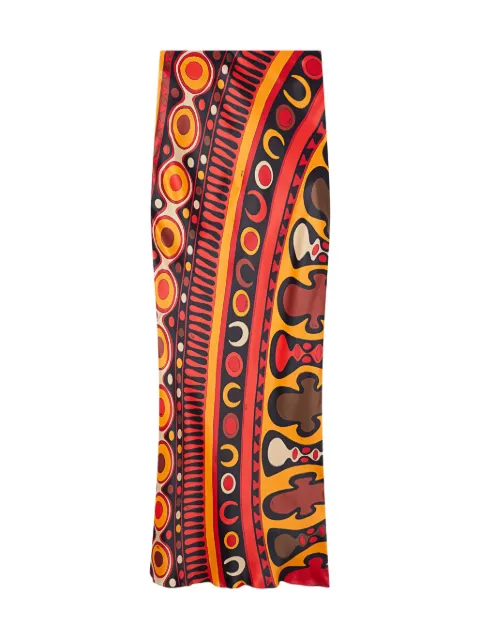 PUCCI Soleil-print orange satin skirt