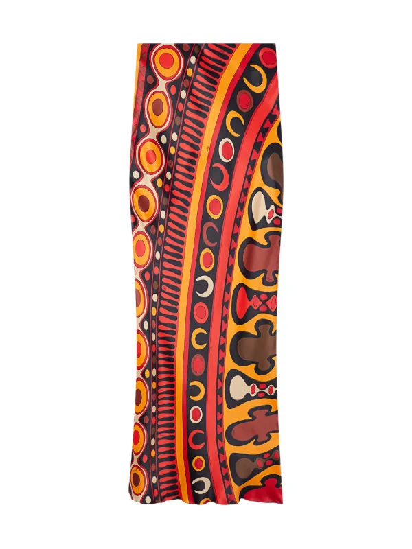 Pucci Soleil-print Orange Satin Skirt