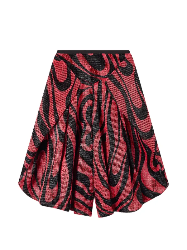 Pucci Marmo Print Rafia Wide Pants in Red