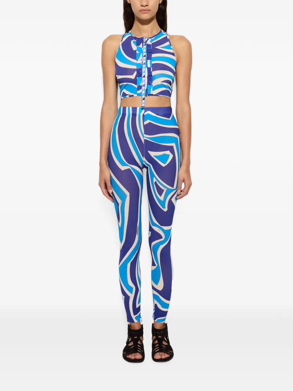 PUCCI Labirinto-print Ruffle Top in Blue, view 2
