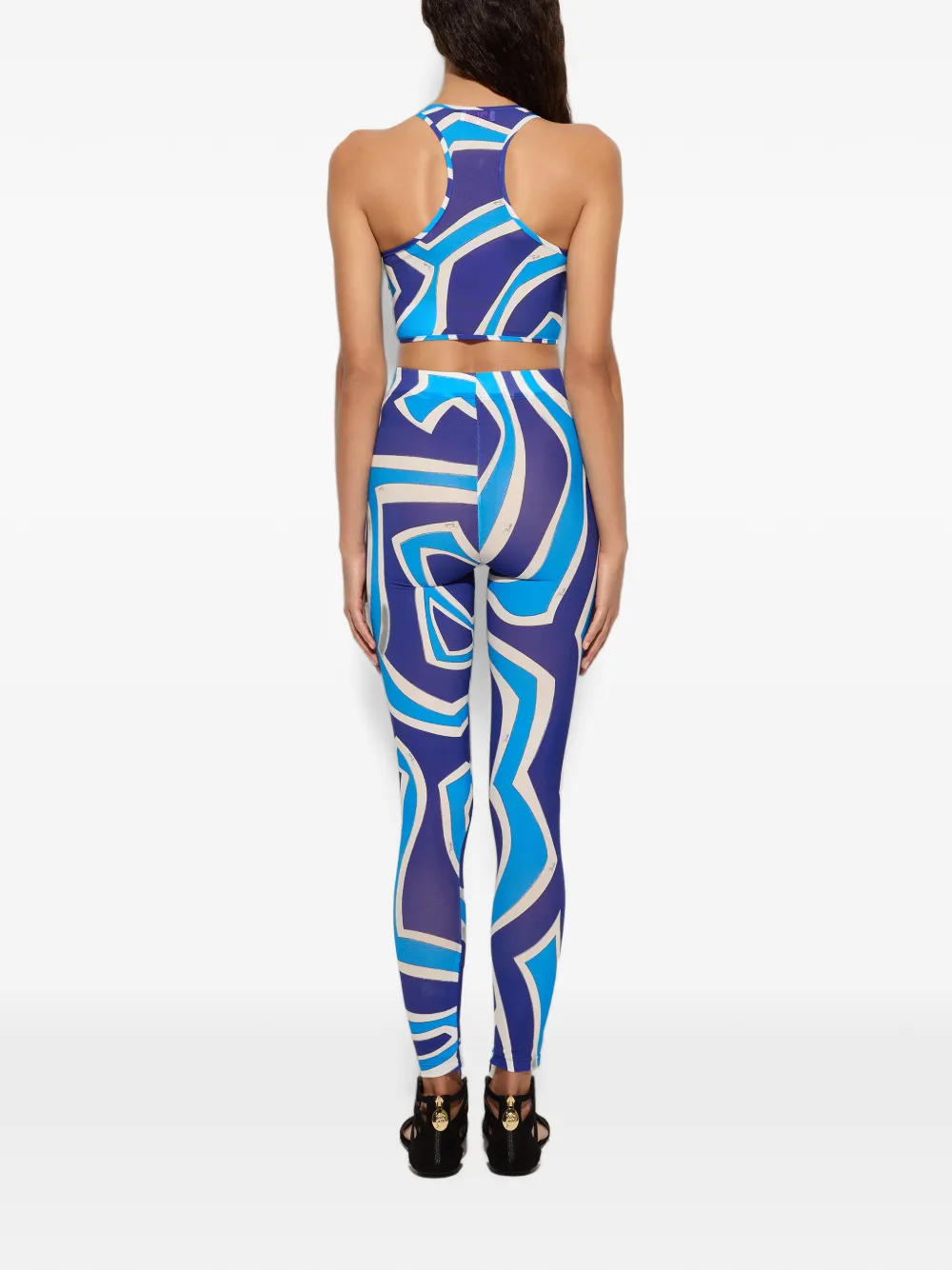 PUCCI Top met ruches en Labirinto-print Blauw