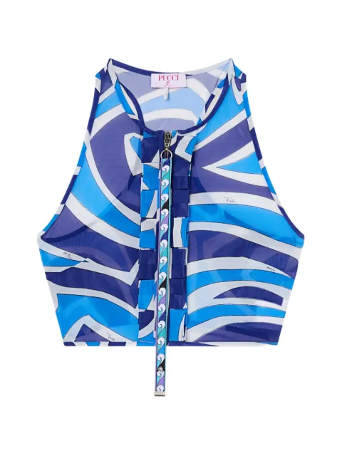 PUCCI top con volantes y estampado Labirinto