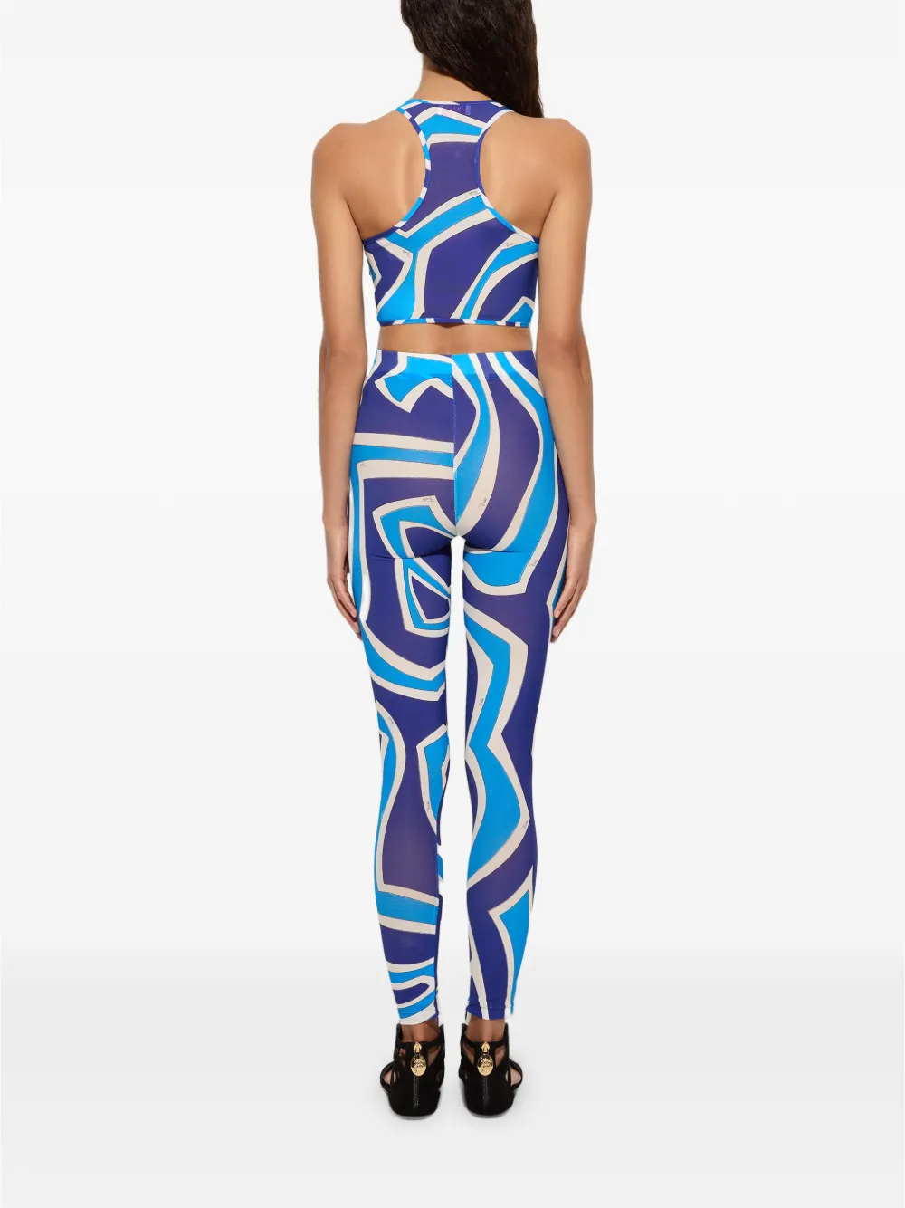 PUCCI Labirinto-print Ruffle Top in Blue, view 4