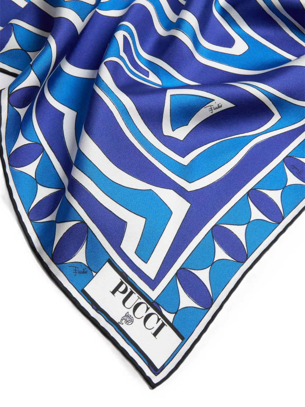 PUCCI Zijden sjaal met Labirinto-print Blauw