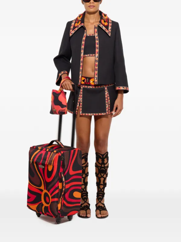 Pucci Cotton Jacket with Embroidered Collar in Black