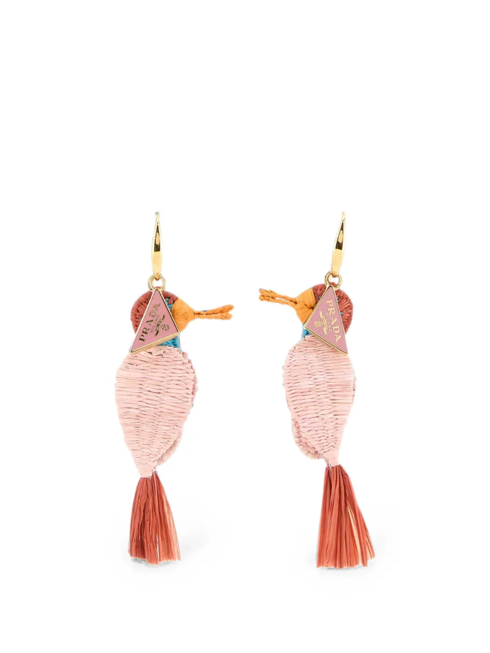 Prada raffia bird-motif earrings - Oro