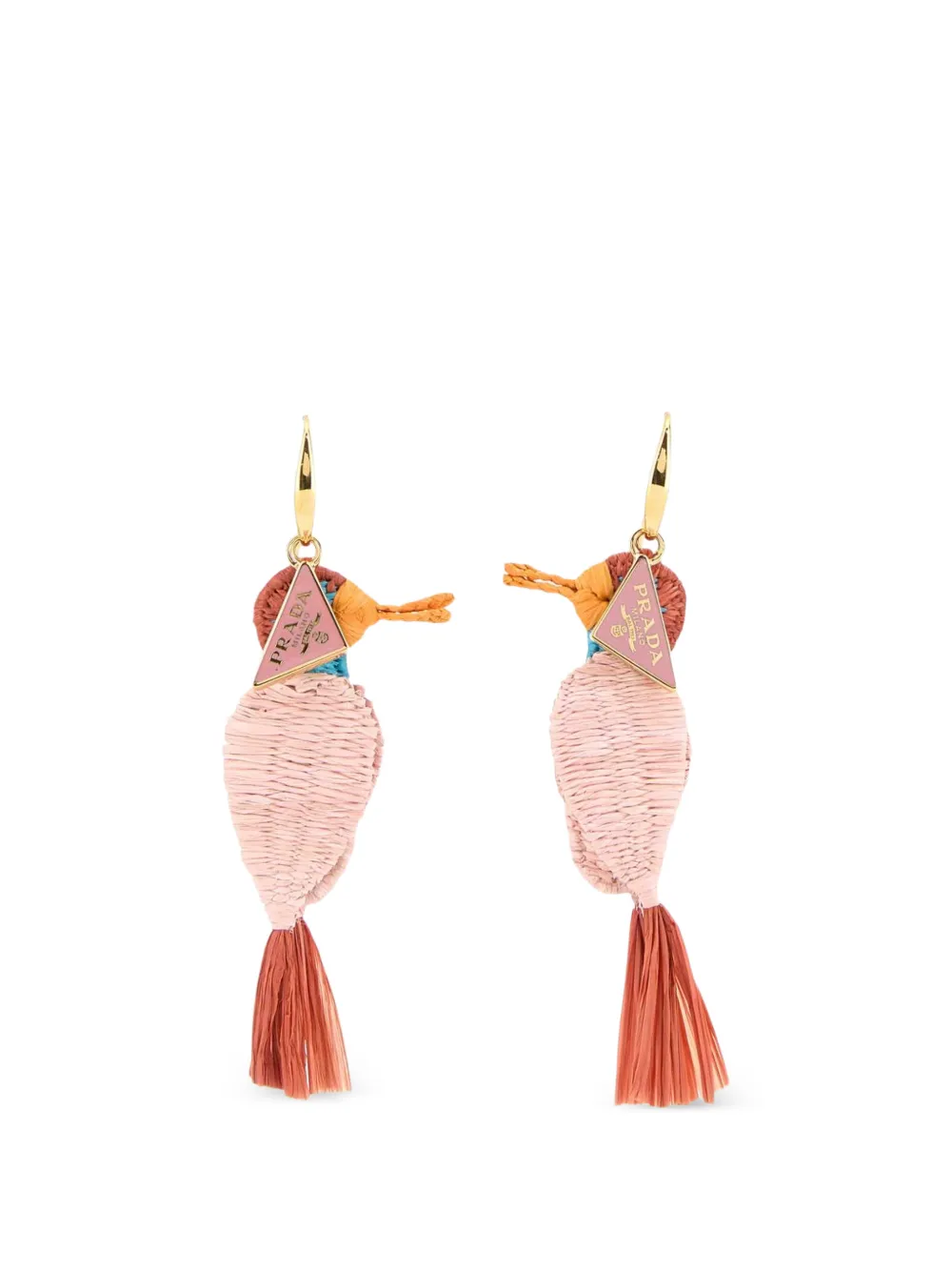 Prada raffia bird-motif earrings - Oro