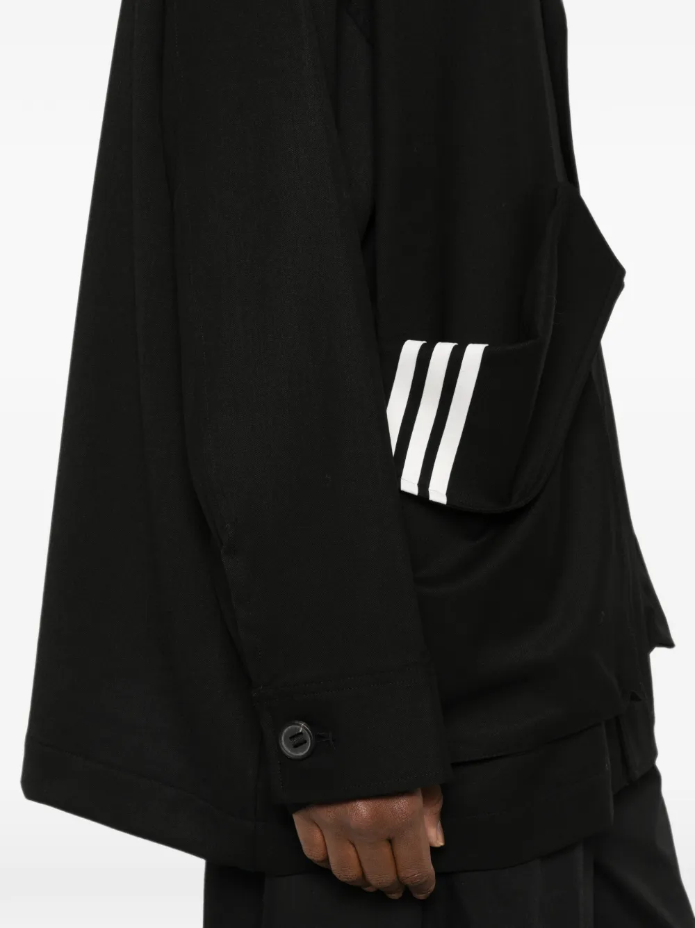 Y-3 Three Stripe lichtgewicht jack met gekerfde revers Zwart