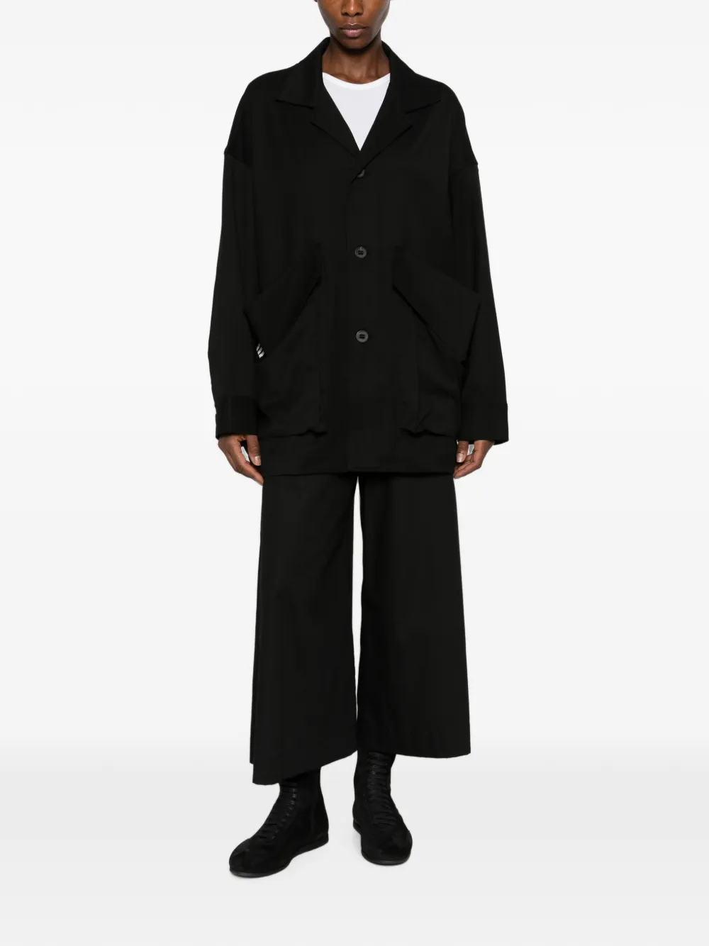 Y-3 Three Stripe lichtgewicht jack met gekerfde revers Zwart