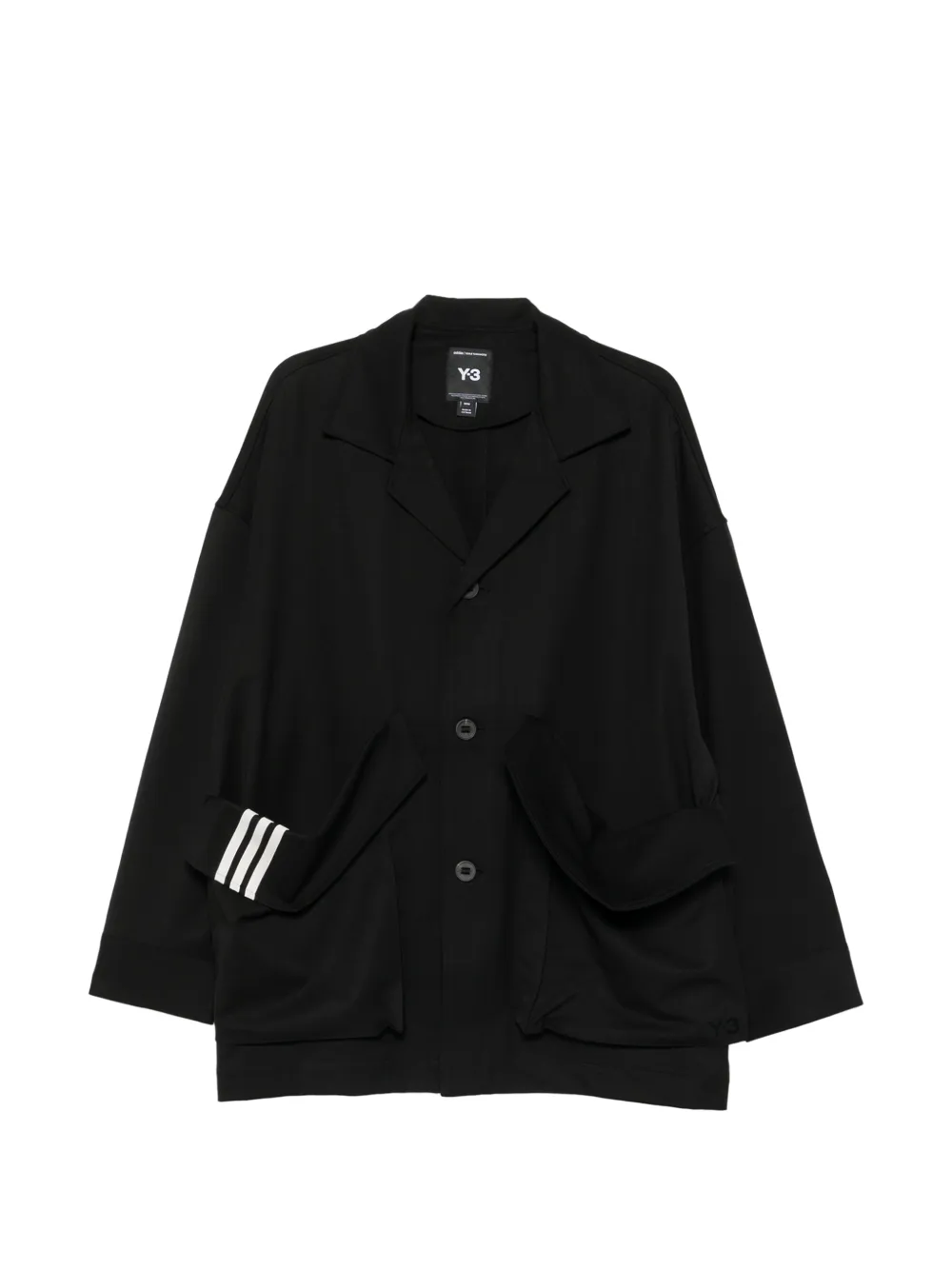 Y-3 Notched-lapels Three Stripe Lightweight Jacket In Multi