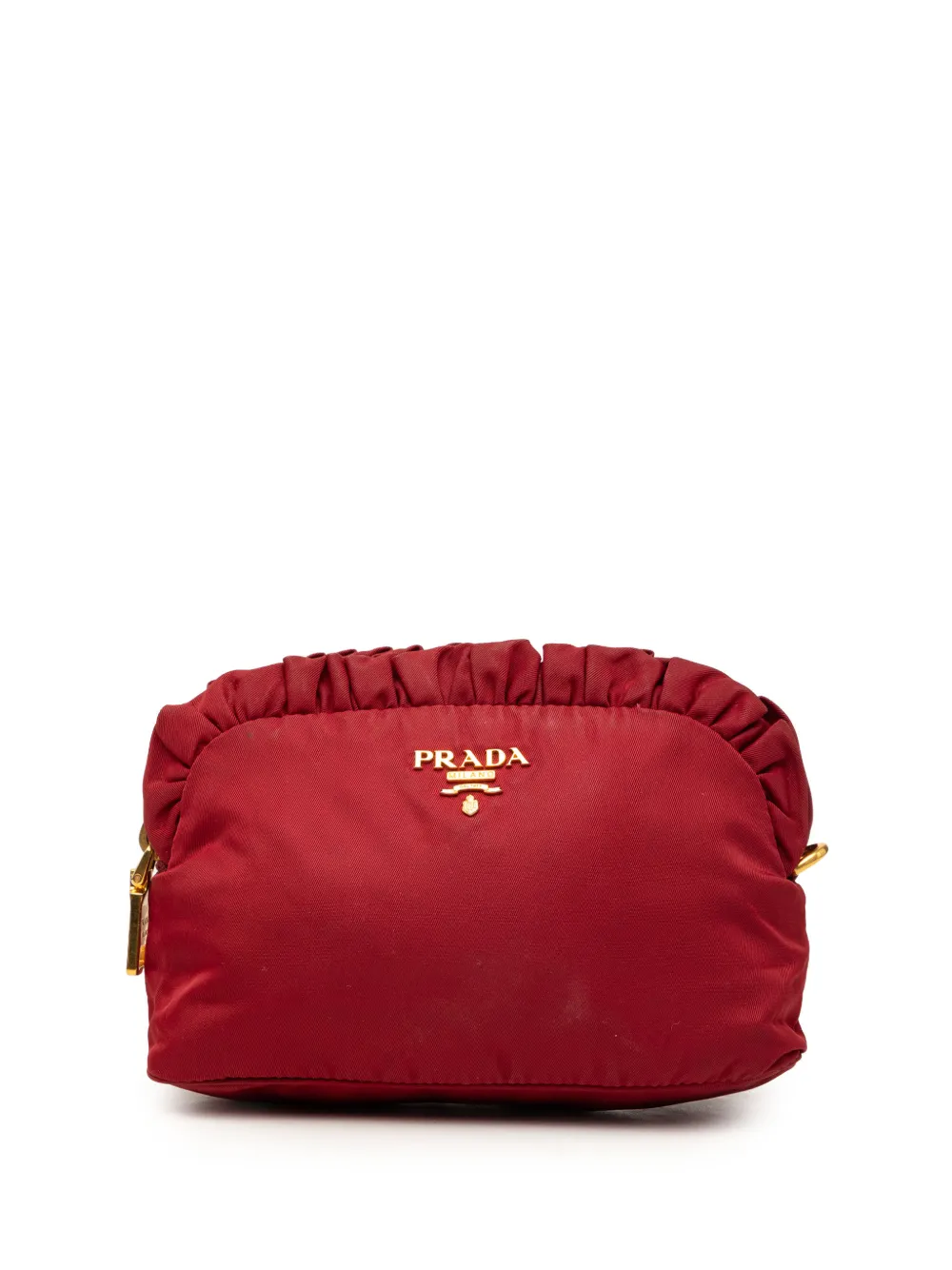 Prada Pre-Owned 2000-2026 Tessuto Ruffle Cosmetic pouch - Rosso