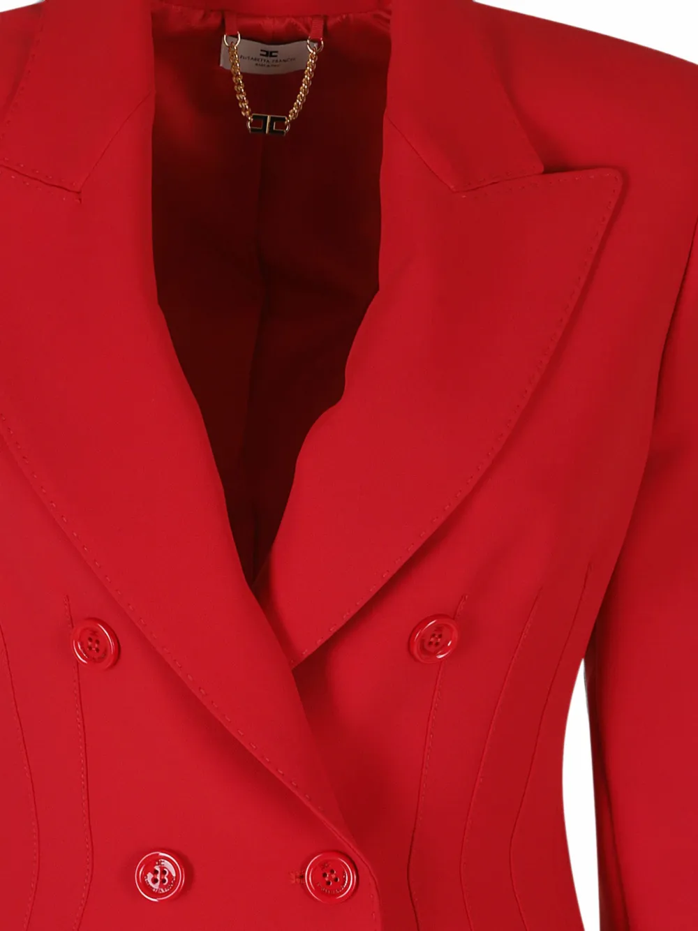 Elisabetta Franchi Jack met dubbele rij knopen en puntige revers Rood