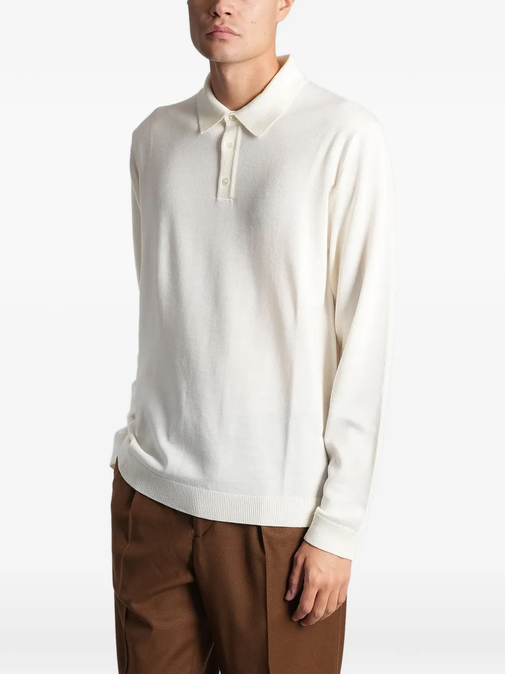 Roberto Collina Trui met polokraag en lange mouwen Beige