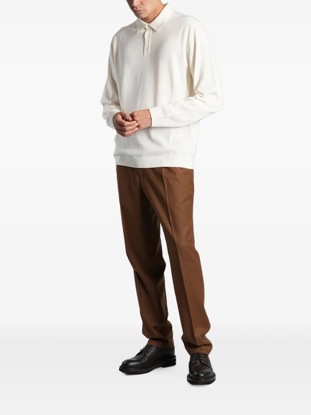 Roberto Collina Trui met polokraag en lange mouwen Beige