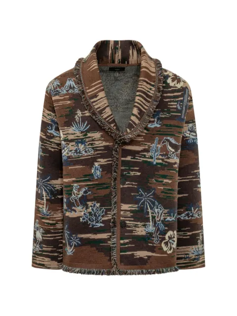Alanui fringed jacquard-knit cardigan