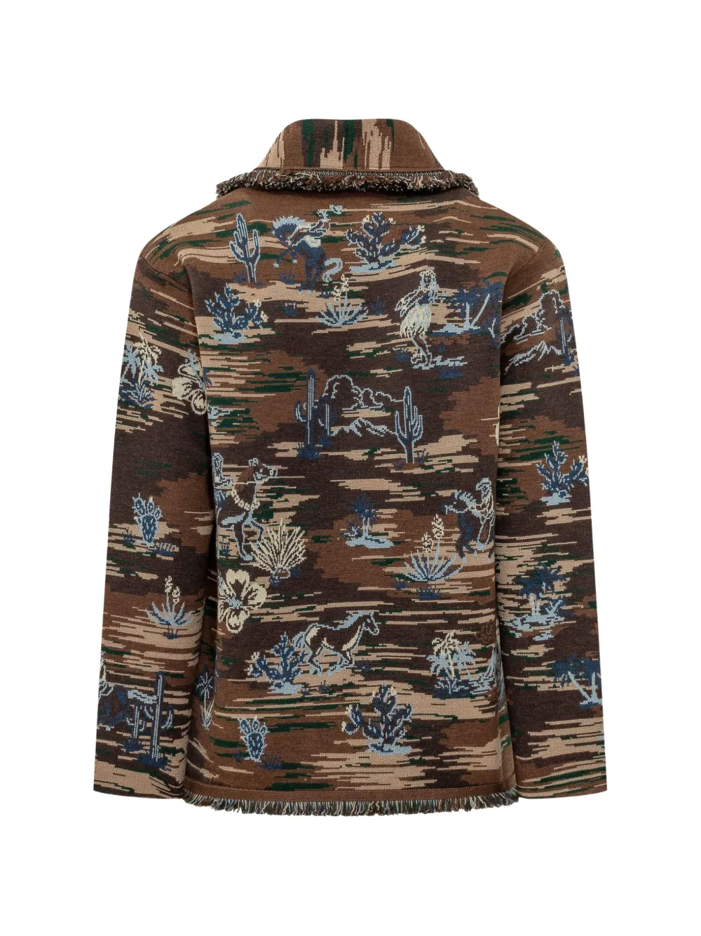 Alanui Gebreid vest met franje en jacquard Bruin