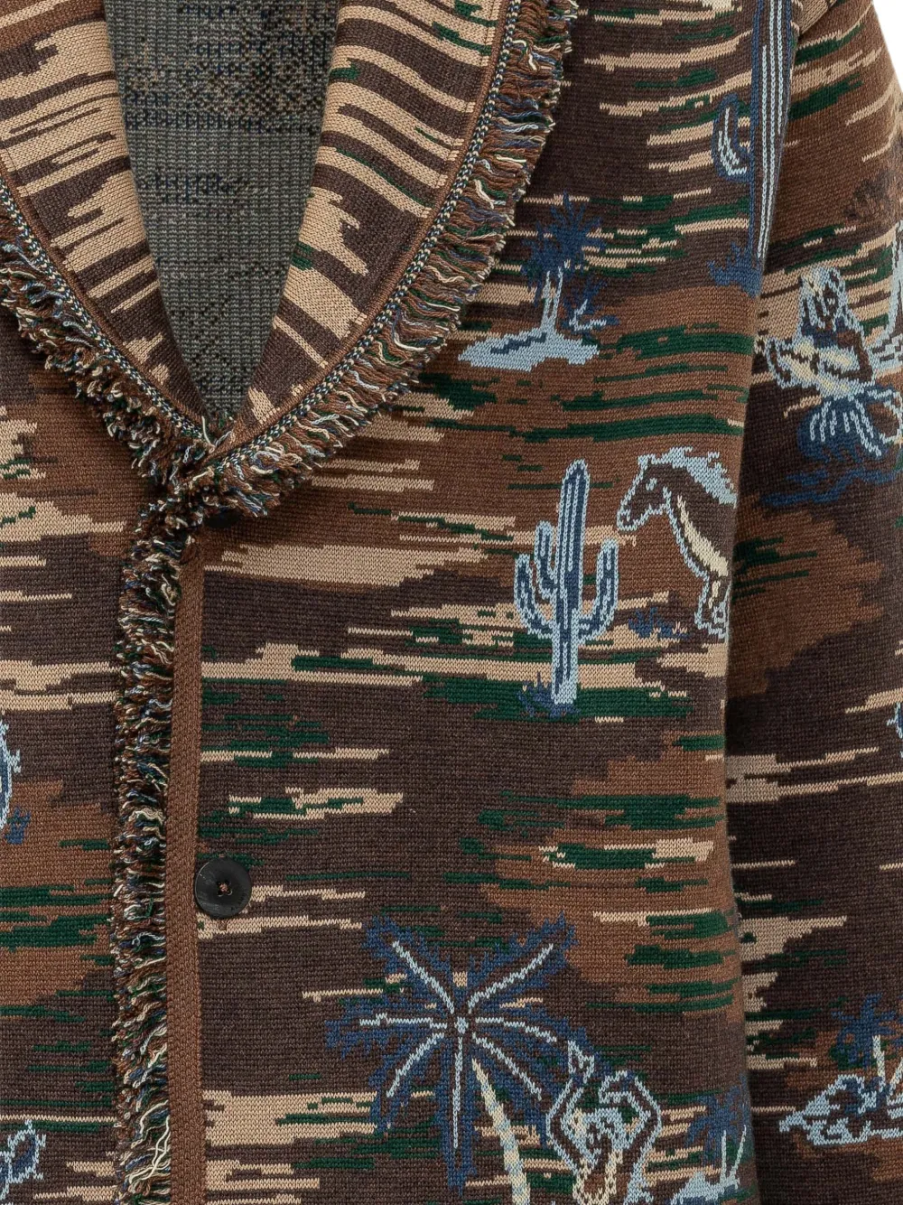 Alanui Gebreid vest met franje en jacquard Bruin