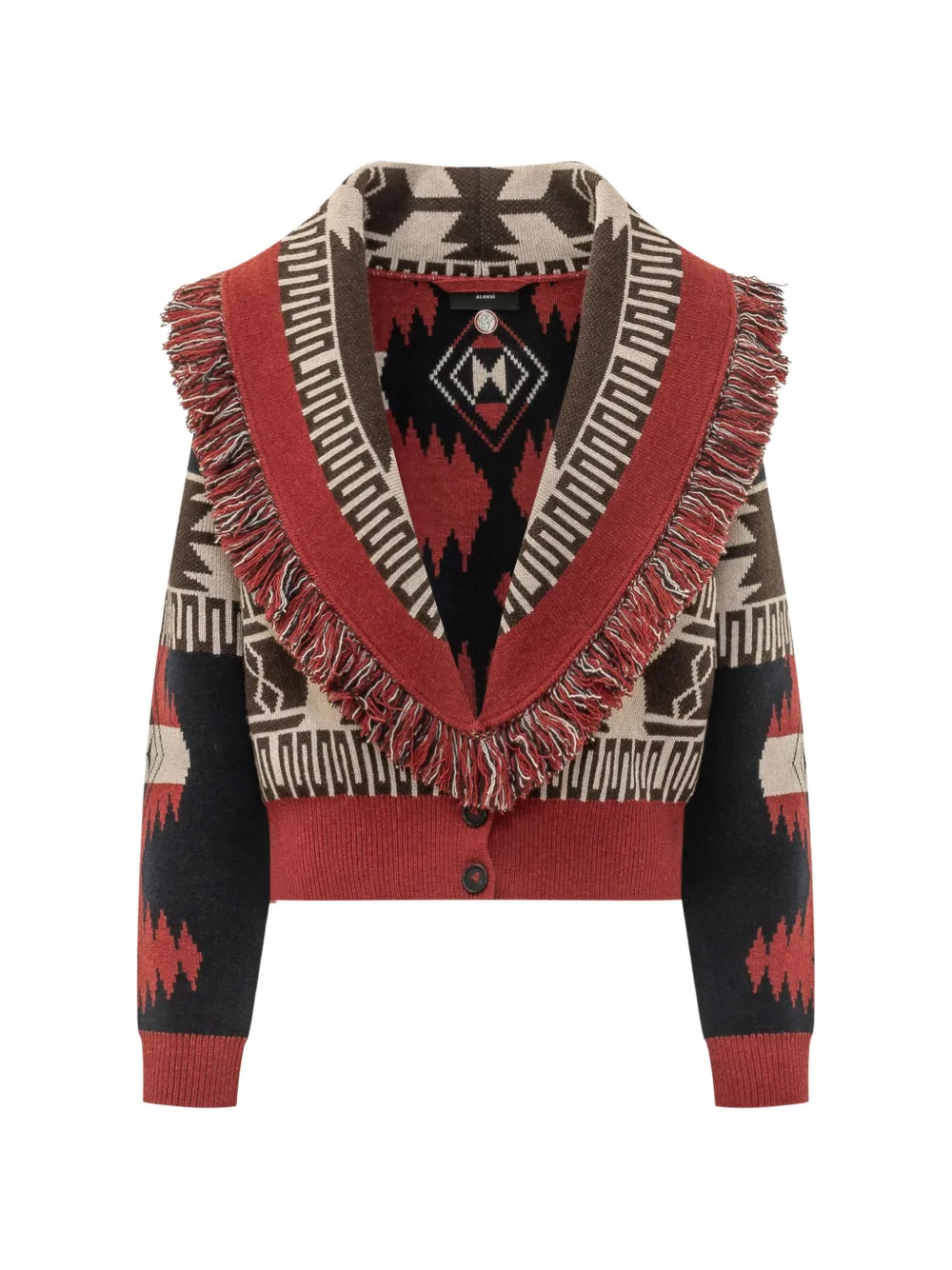 Alanui Icon fringe-trim cardigan - Rosso