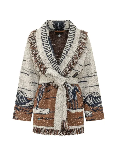 Alanui fringe-trimmed belted cardigan