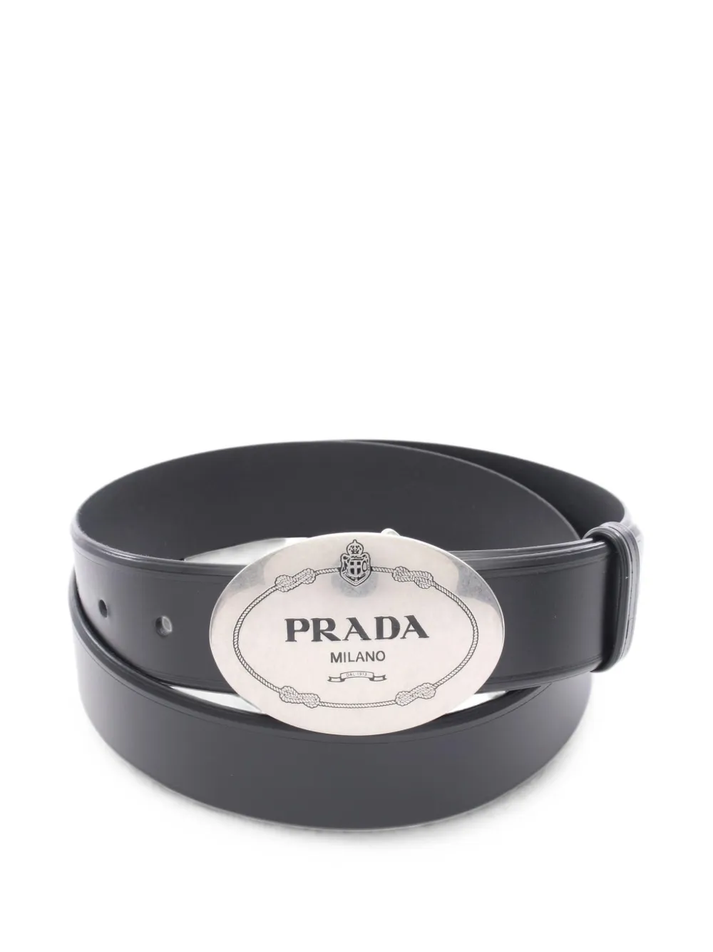 Prada Pre-Owned 2010s logo plaque leather belt - Nero