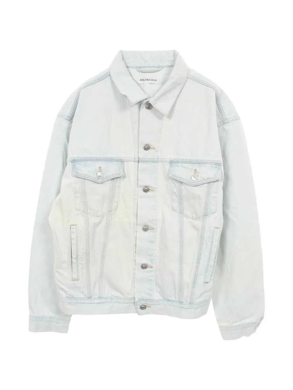 Pre-owned Balenciaga 2010s Logo Denim Jacket In Blue