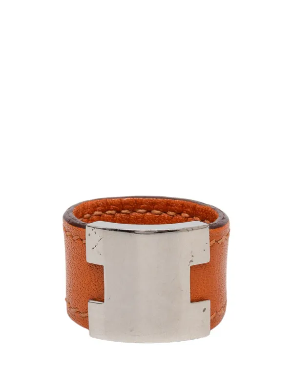 Hermès Pre-owned 2000-2026 Swift and Palladium Plated Lurie Ring Costume Ring in Orange