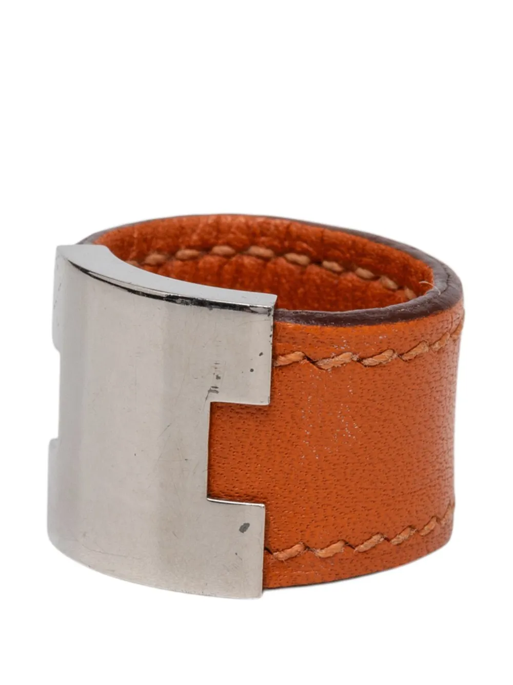 Hermès Pre-owned 2000-2026 Swift and Palladium Plated Lurie Ring Costume Ring in Orange, view 2