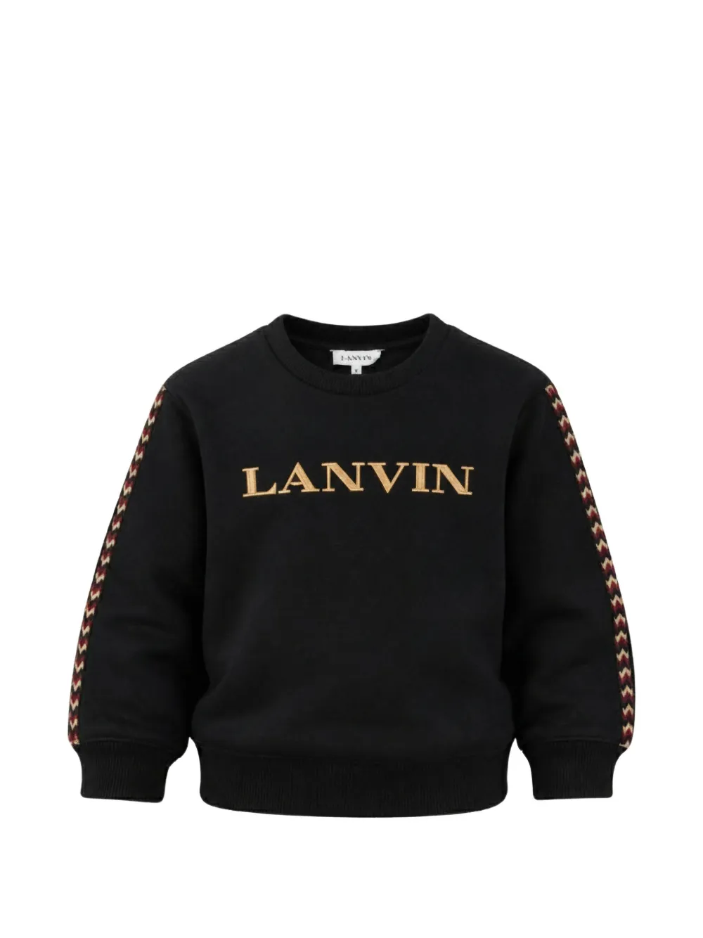 Lanvin Enfant logo-embroidered chevron-stripe sweater - Nero
