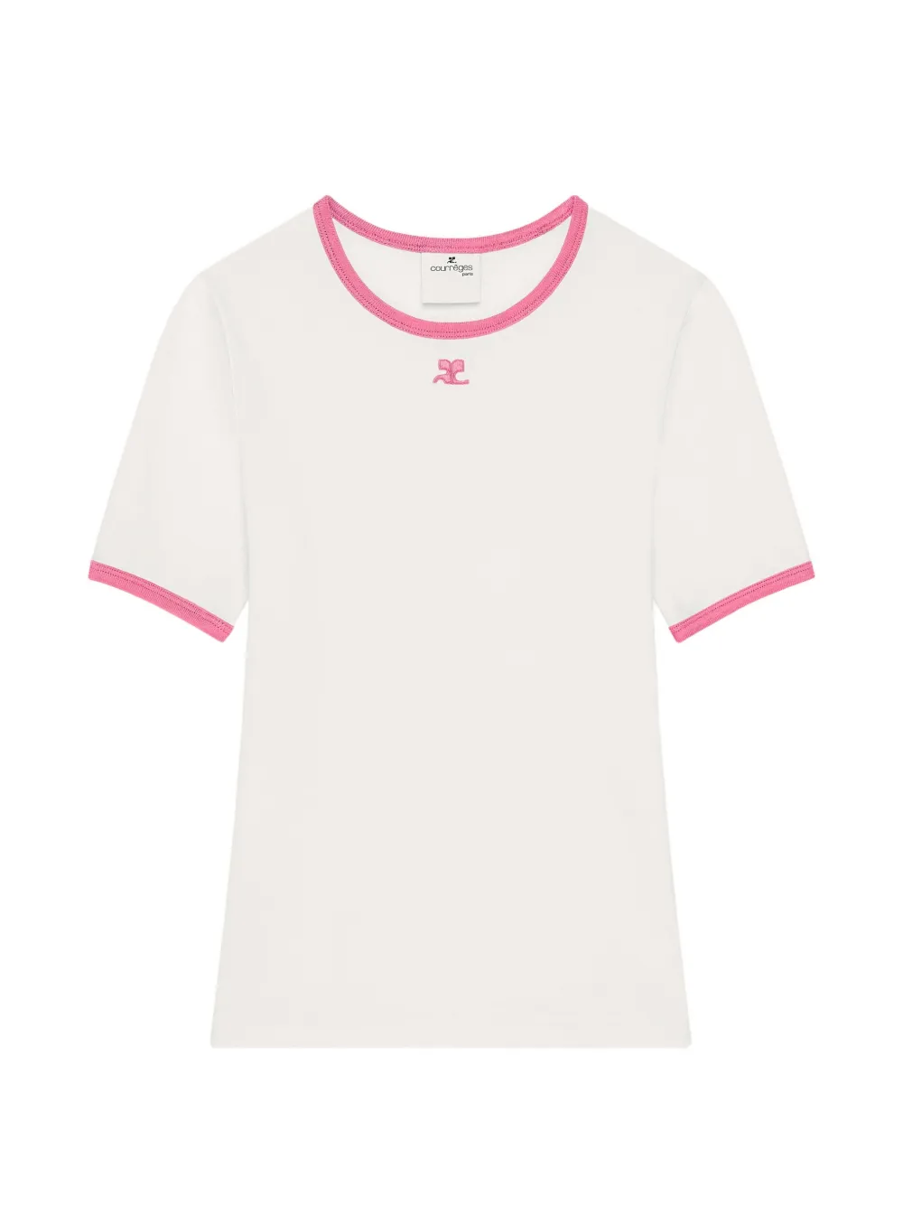 Courrèges logo-embroidered contrast-trim T-shirt