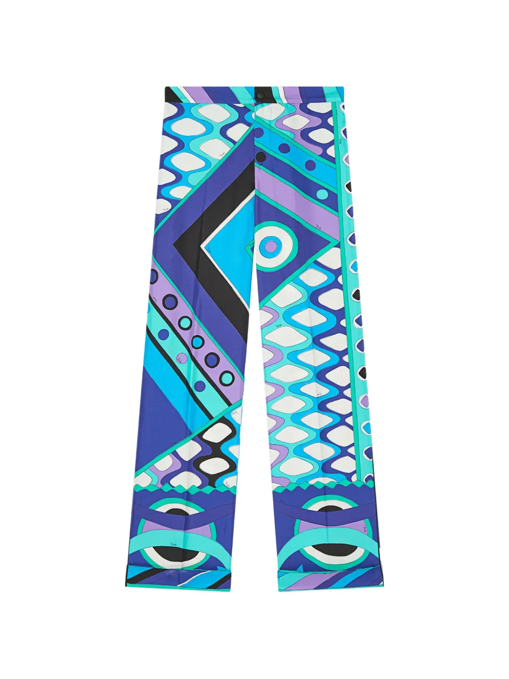 PUCCI Seidenhose mit geometrischem Print - Blau