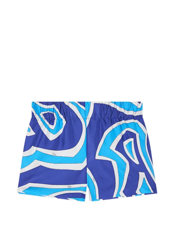 Pucci Iride-print Silk Shorts in Blue