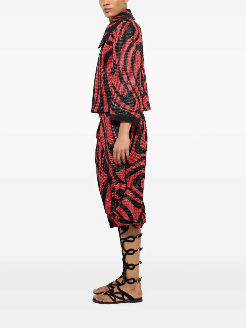 PUCCI Printed Raffia Net Jacket in Red, view 3