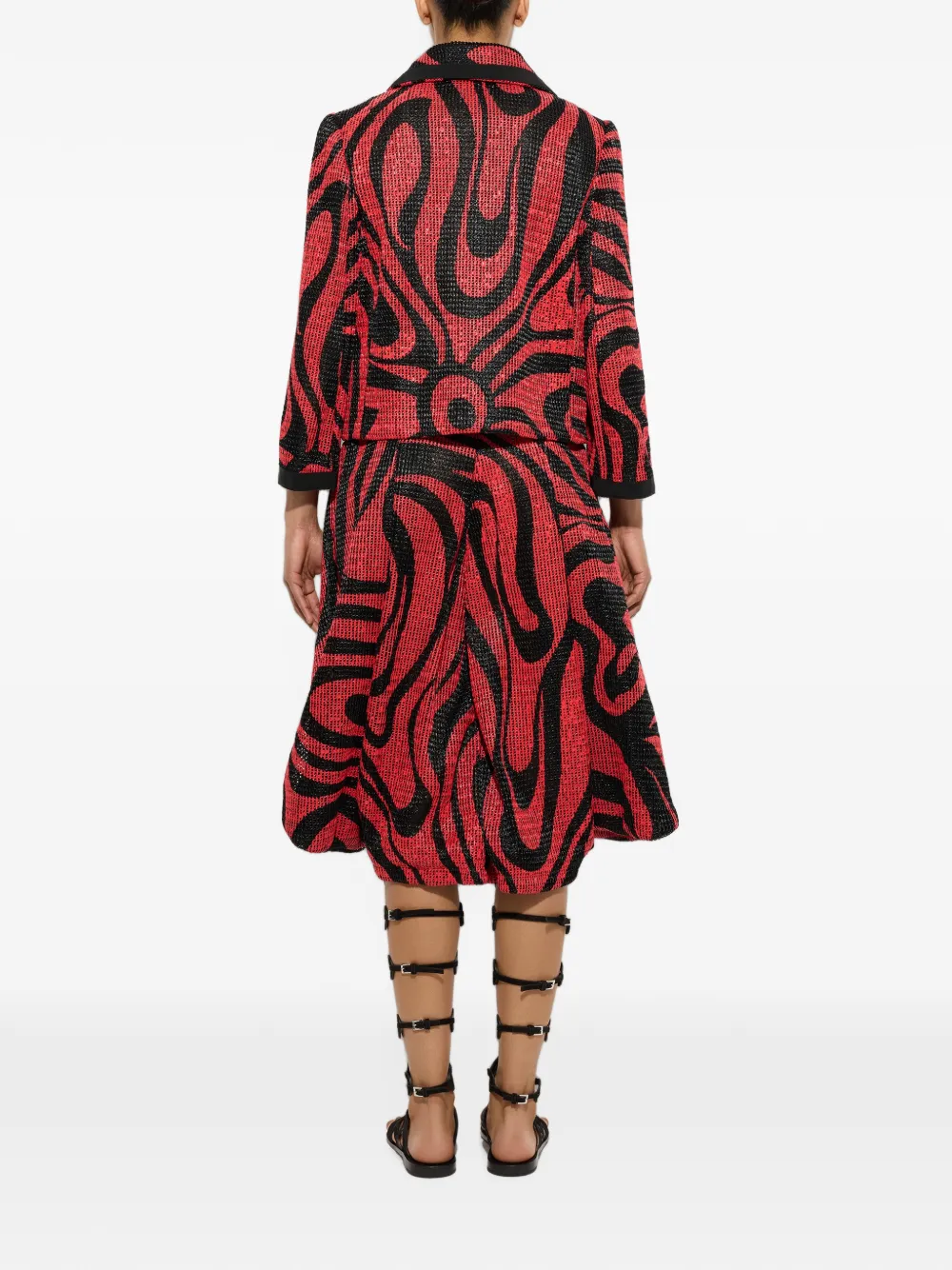 PUCCI Printed Raffia Net Jacket in Red, view 4