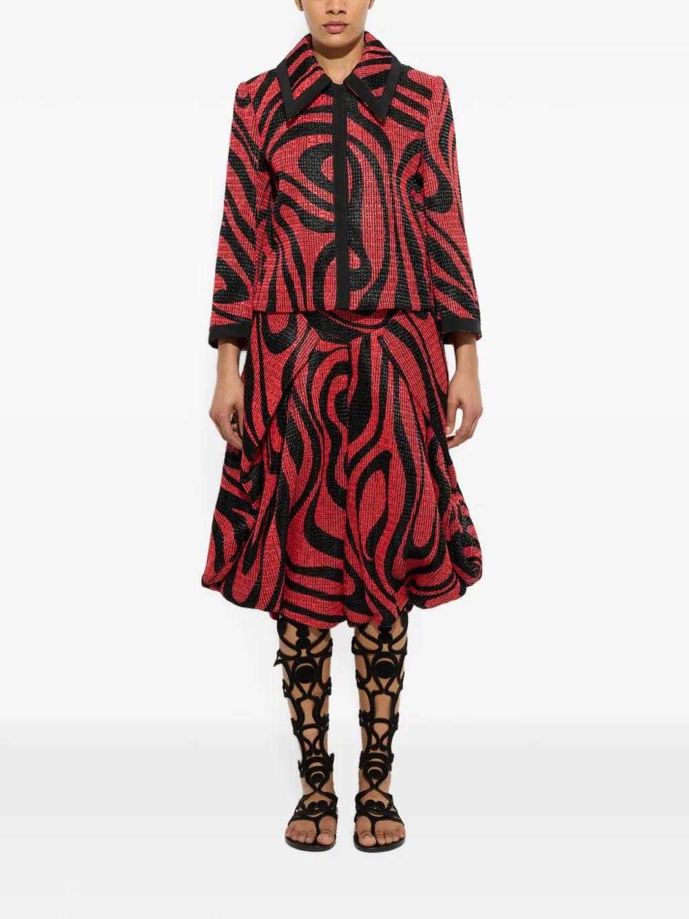 PUCCI Printed Raffia Net Jacket in Red, view 2