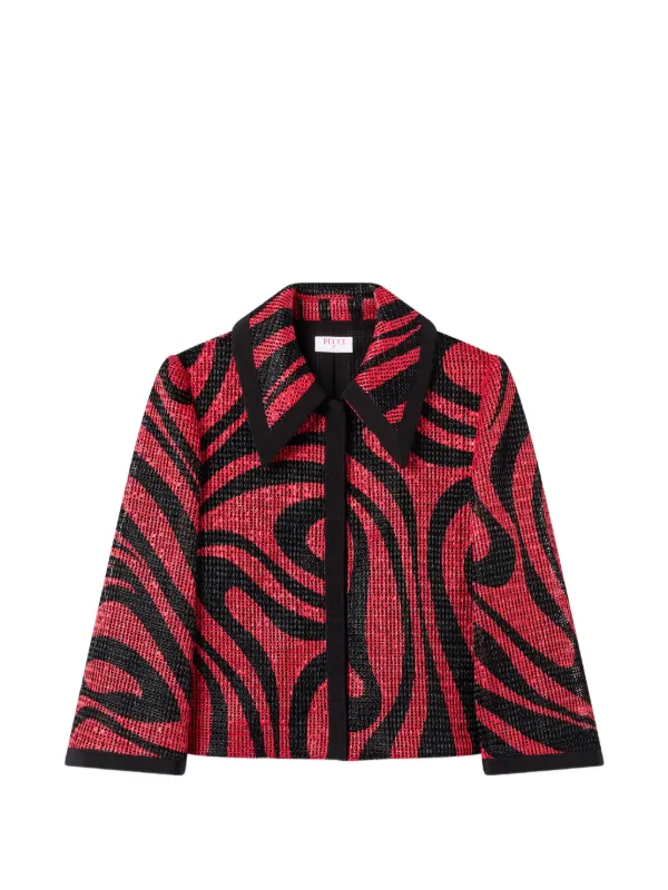 Pucci Printed Raffia Net Jacket in Red