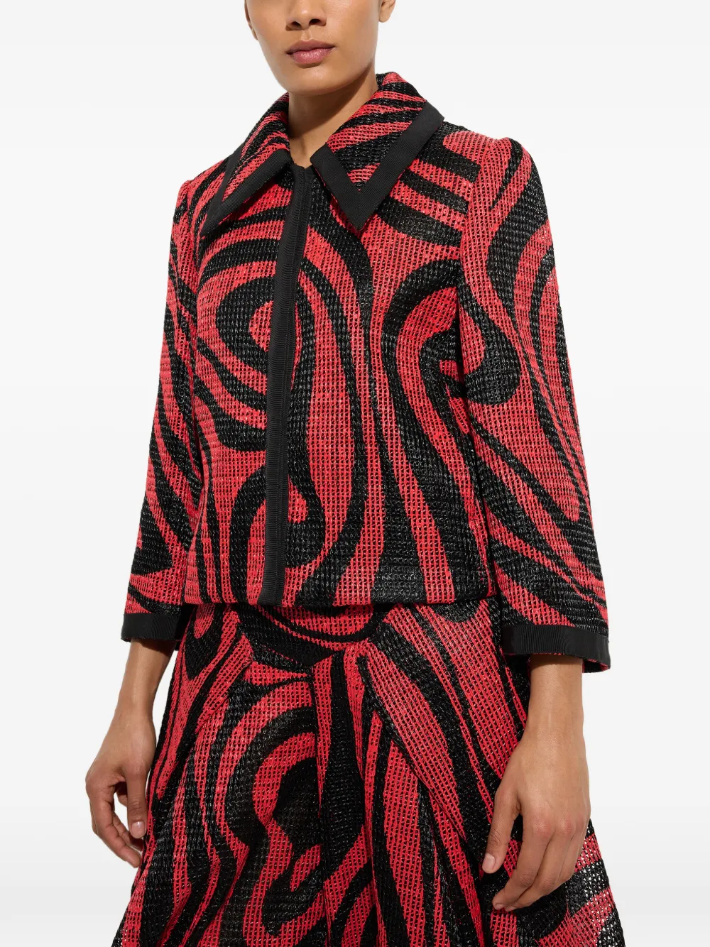 PUCCI Printed Raffia Net Jacket in Red, view 5