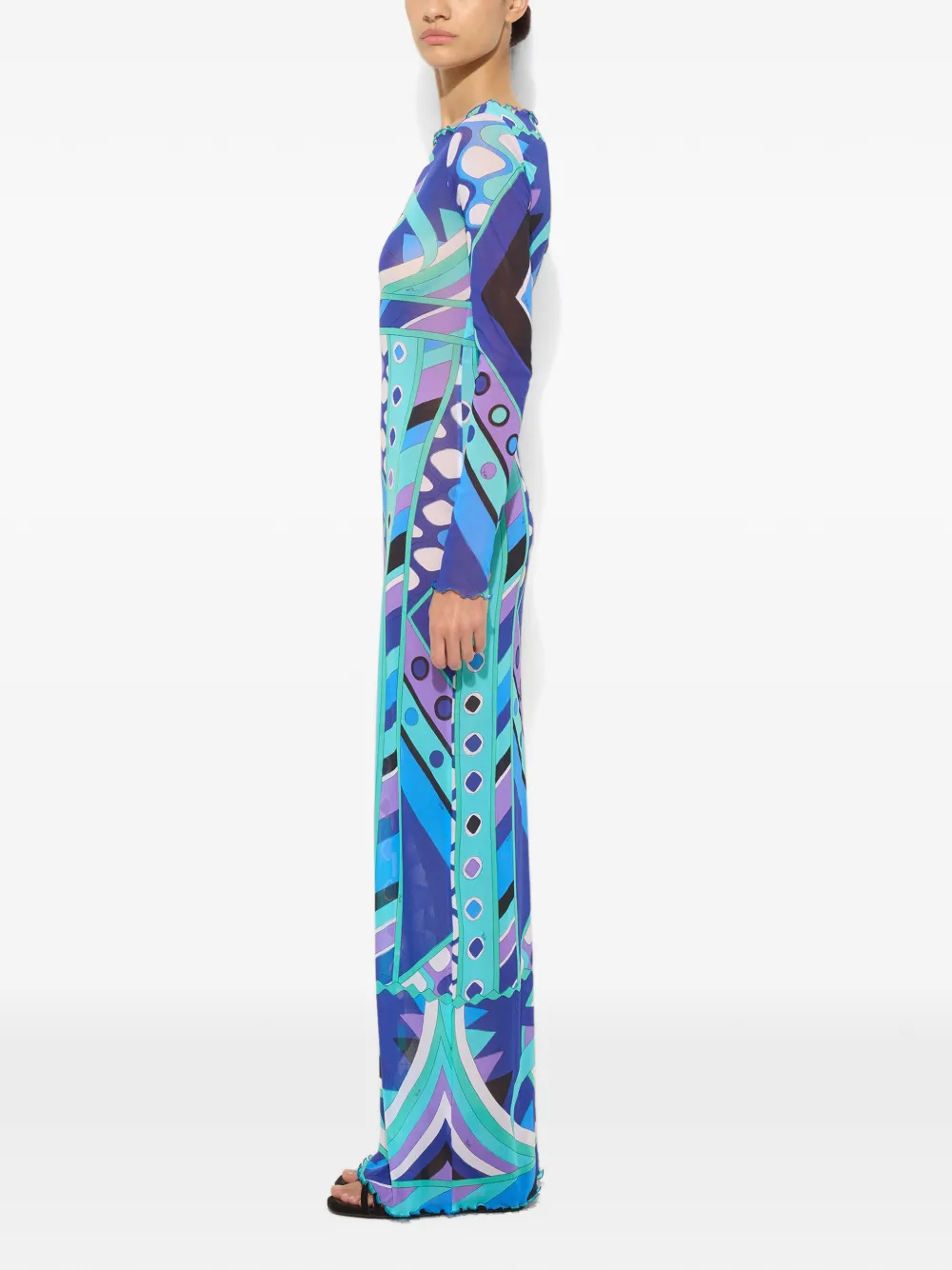 PUCCI Tulen jurk met Vivara-print Blauw