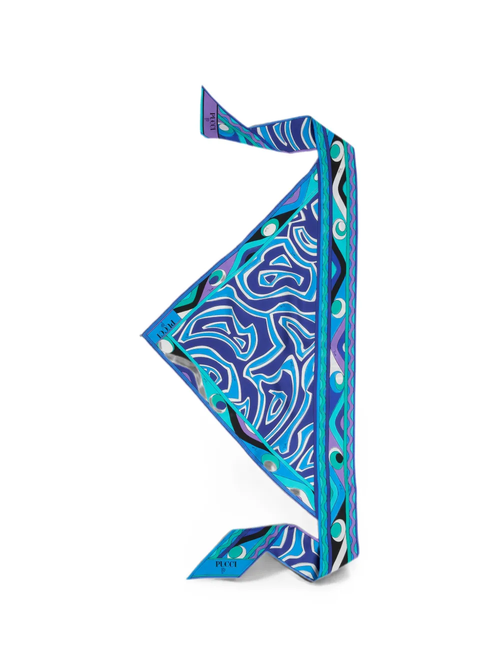 PUCCI Labirinto-print silk triangle scarf - Blau