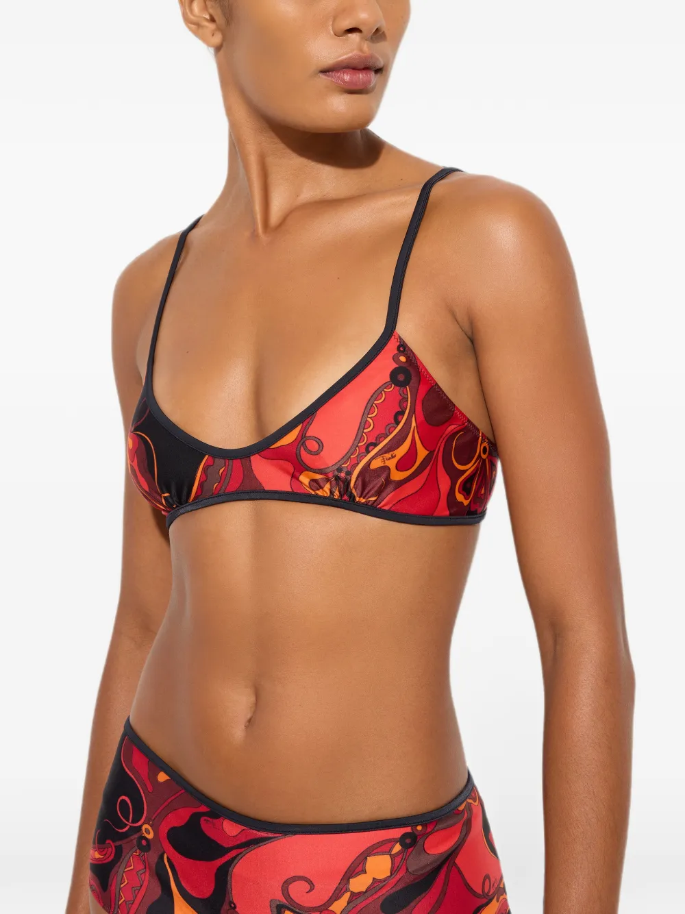 PUCCI Bikinitop met orchidee-print Oranje