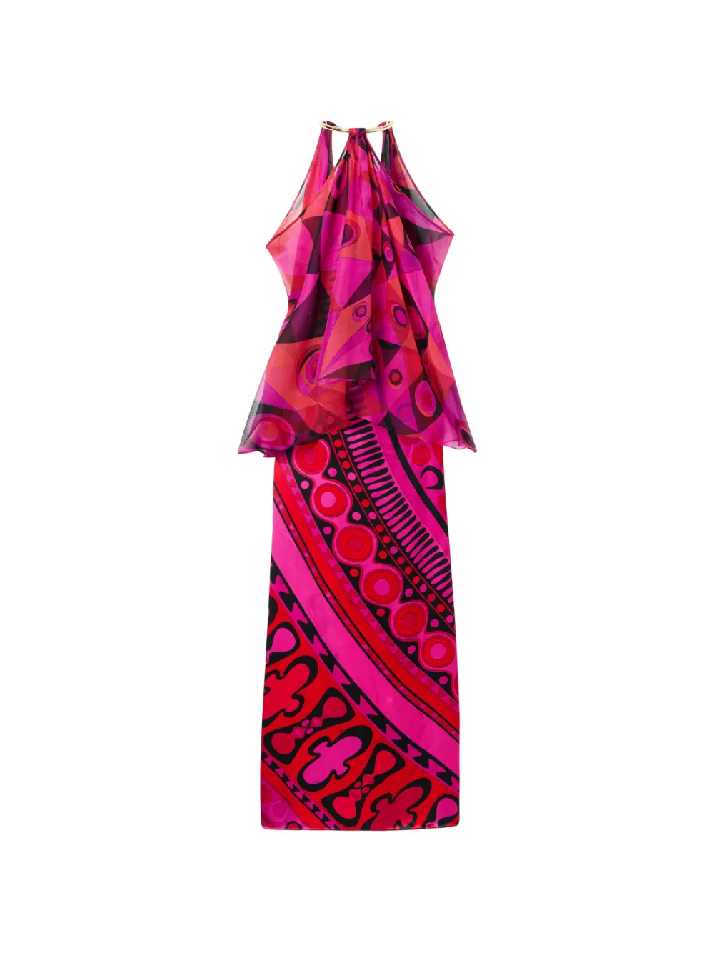 PUCCI Occhi-print satin and chiffon dress - Rosa