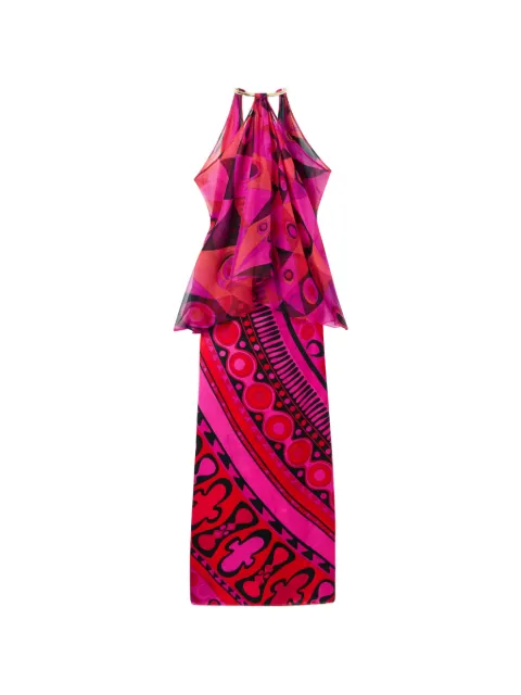 PUCCI vestido de satén y gasa con estampado Occhi